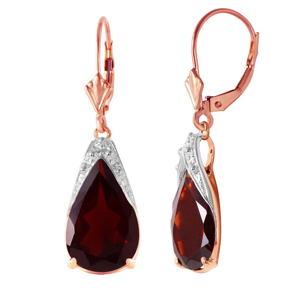 14K  GOLD LEVERBACK EARRING WITH NATURAL GARNETS